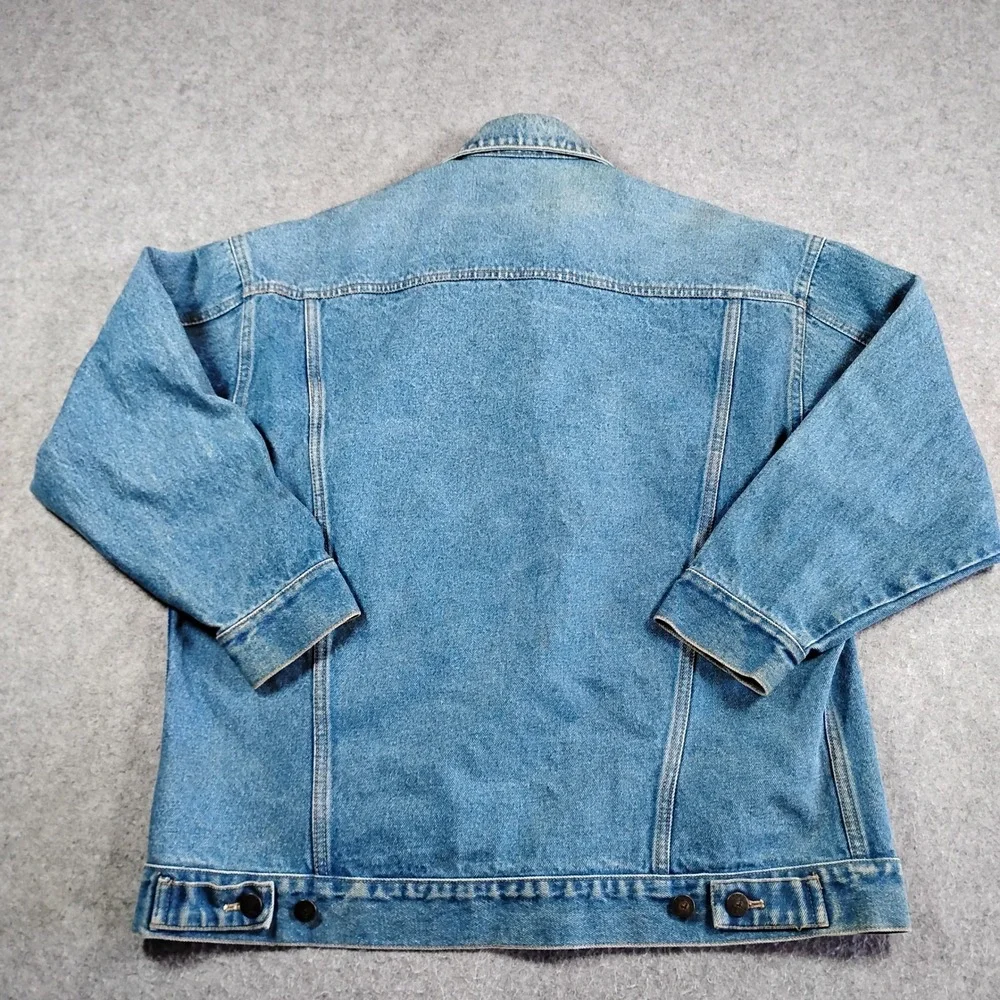 Vintage Bay‎ Horse Mens Vintage Denim Trucker Jacket Blue Medium Wash Cotton S